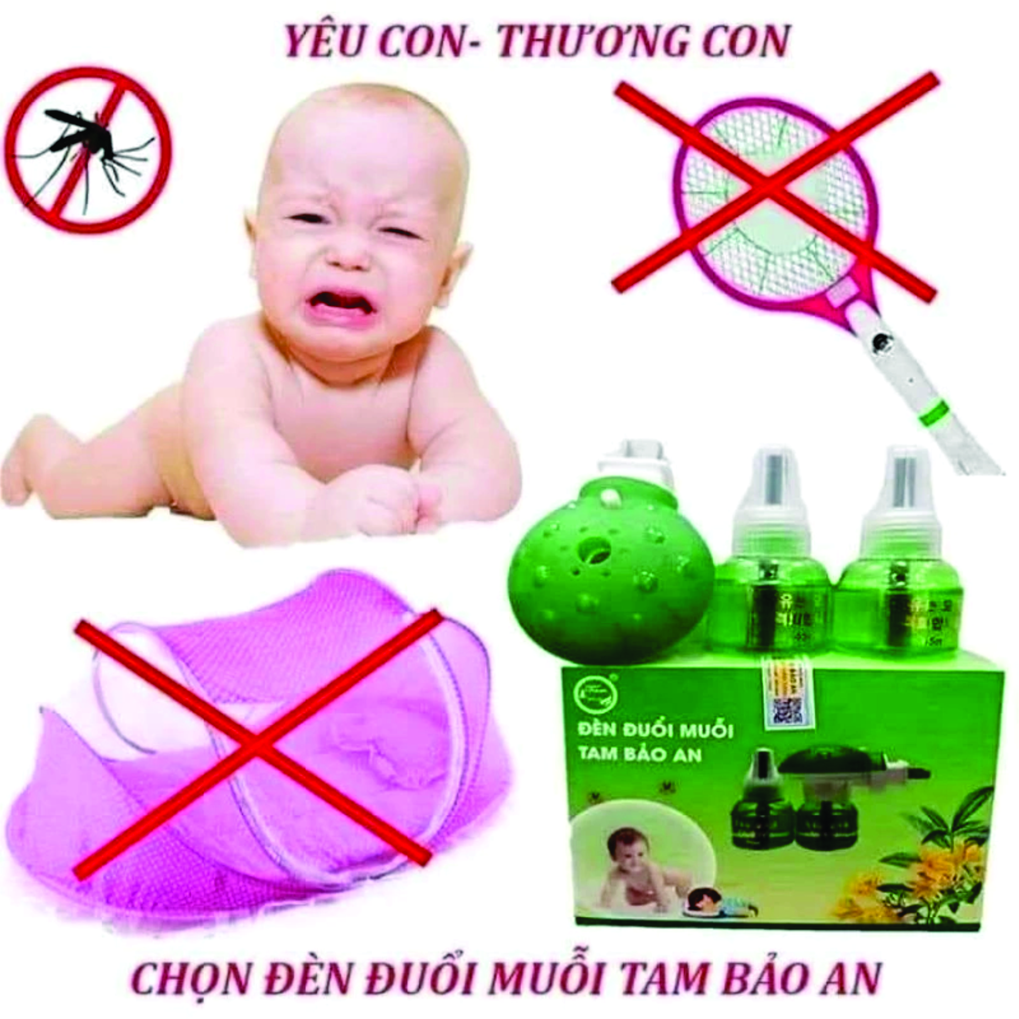 [Chính hãng] Đèn đuổi muỗi thông minh Tam Bảo An 1 bộ gồm 1 cùi đèn và 2 lo tinh dầu giá tốt , an toàn cho mọi nhà