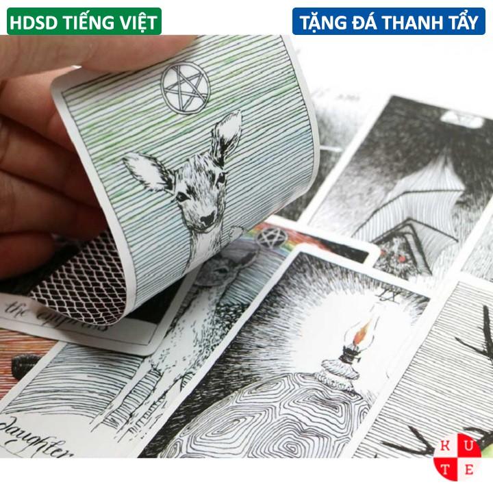 Hình ảnh Bộ Bài Tarot The Wild Unknown 78 Lá Bài Tặng Đá Thanh Tẩy Và Hướng Dẫn Tiếng Việt