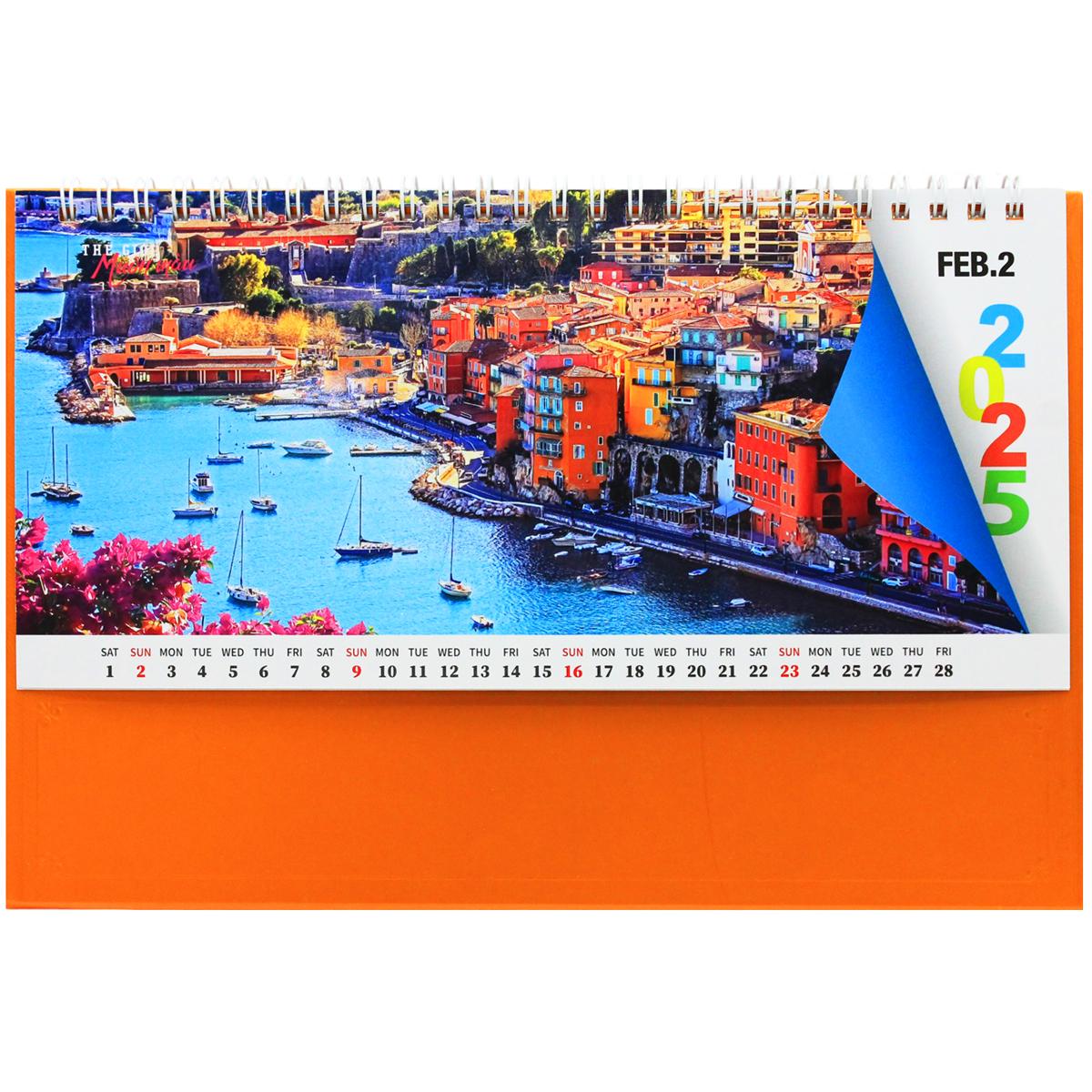 Lịch Bàn Ngang 2025 - Thế Giới Muôn Màu - Văn Lang VL-LB13 - Đế Màu Cam