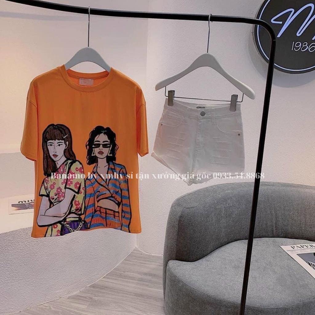 Áo thun unisex basic TEE phom rộng tay lỡ dành cho nam nữ Banamo Fashion hottrend áo phông cam 3128