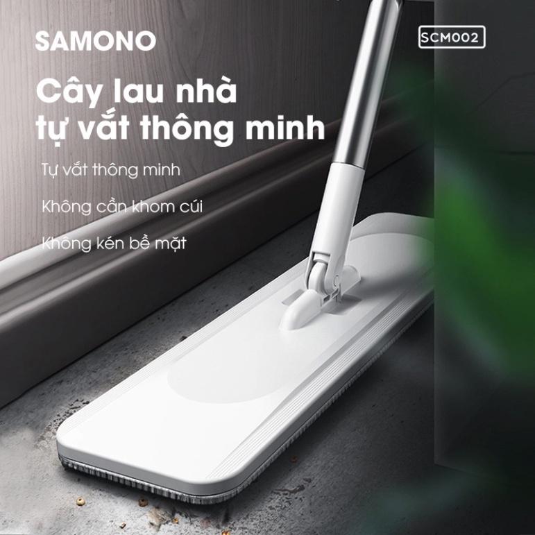 HOẢ TỐC - Cây lau nhà tự vắt thông minh SAMONO SCM002 tay cầm inox đầu xoay 360 độ linh hoạt- Hàng chính hãng