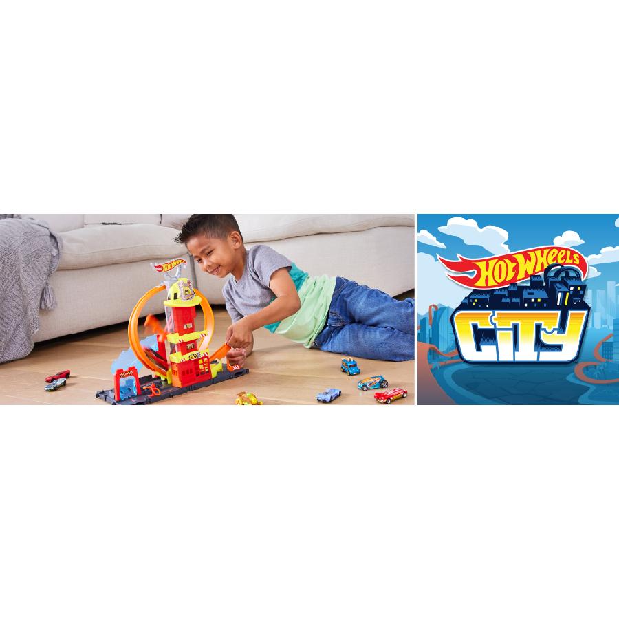 Đồ Chơi Trạm Cứu Hỏa Xoắn Ốc Siêu Cấp HOT WHEELS HKX41