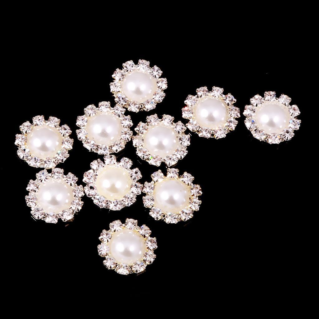 4-20pack 10 Pieces Crystal Pearl Flatback Buttons Scrapbooking Embellishment