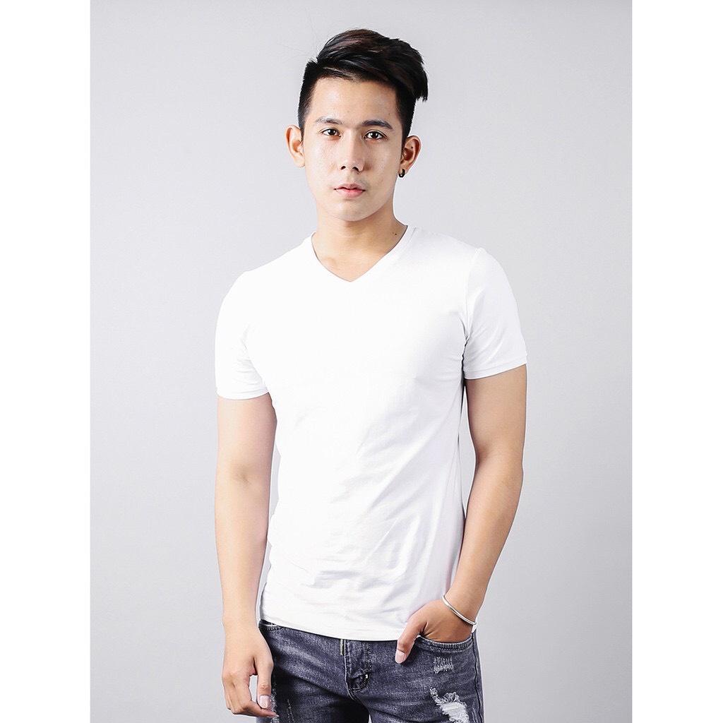 Áo Thun Cổ Tim Nam Vải Cotton Dày Đẹp Màu