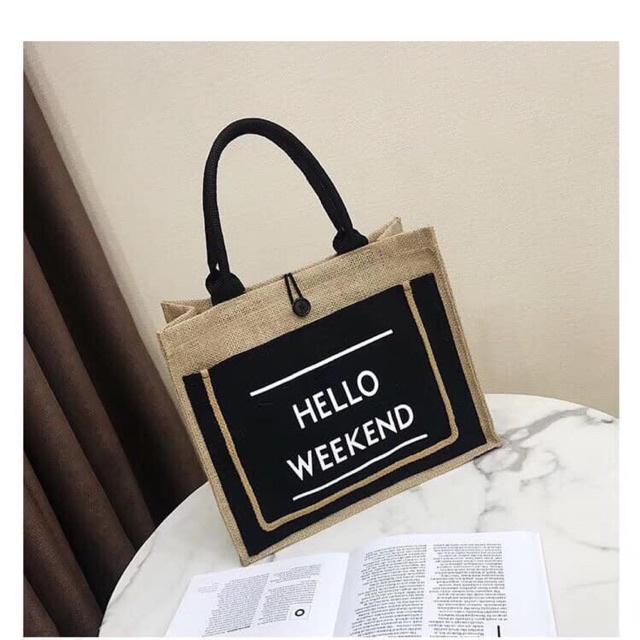 Túi  xách nữ túi cói HELLO WEEKEND