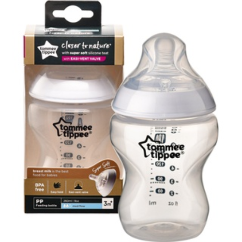 Combo Bình Sữa Tommee Tippee Natural Start Ty Siêu Mềm Tự Nhiên 260ml &amp; Núm Ty Silicon Thay Thế 6M+