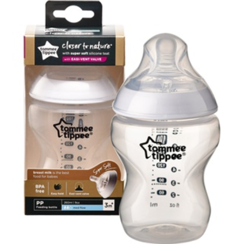 COMBO Bình sữa ty siêu mềm tự nhiên Tommee Tippee Natural Start 260ml & Núm ty silicon thay thế 6M+