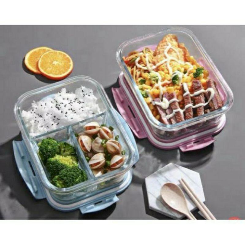 HỘP CƠM VĂN PHÒNG bằng thủy tinh chống tràn sử dụng được cho lò vi sóng
