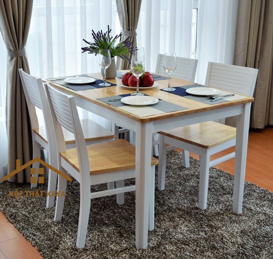 Bộ bàn ăn cherry 4 ghế (tự nhiên) 
