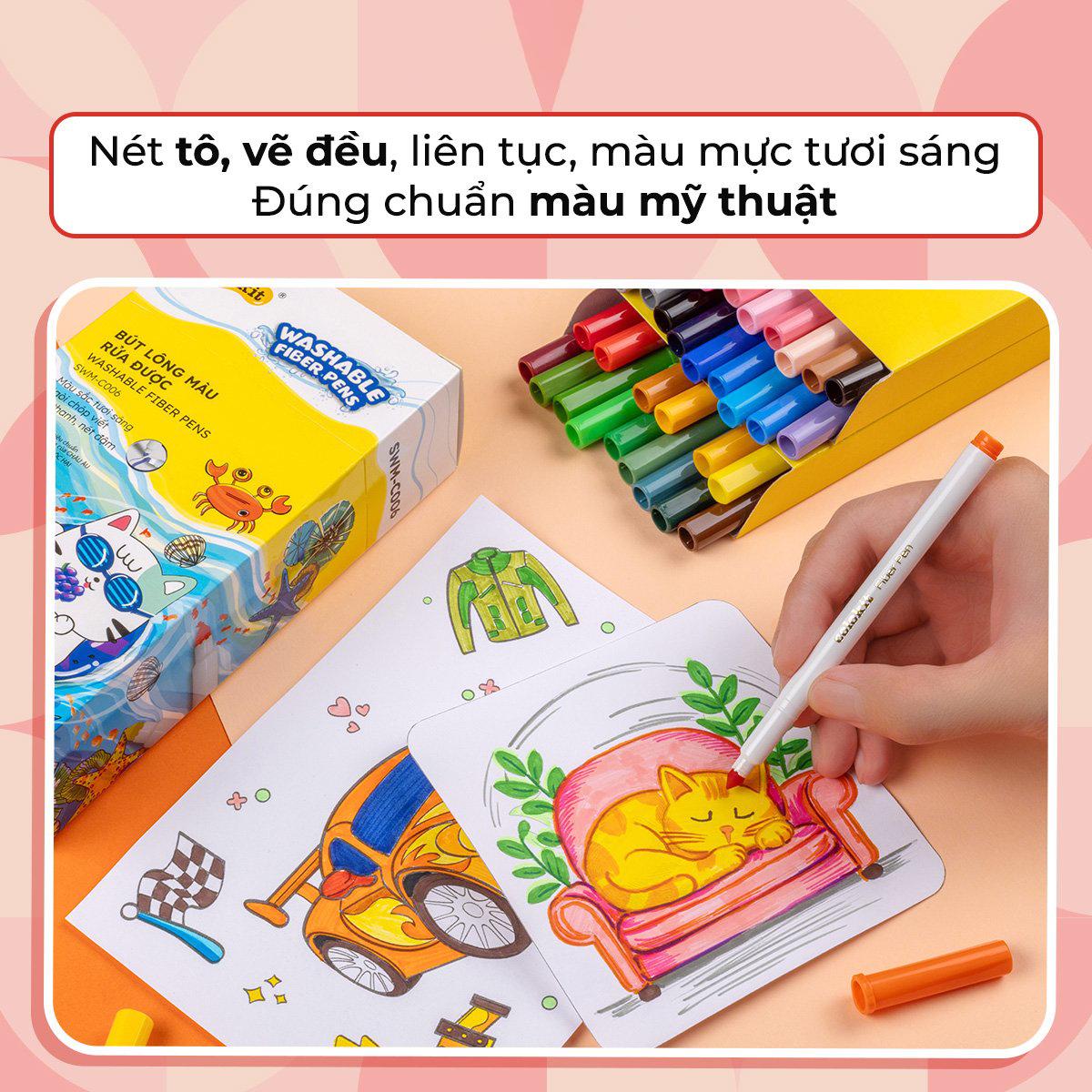 Hộp 60 Bút Lông Màu Rửa Được Washable Fiber Pen - Colokit SWM-C013/DS