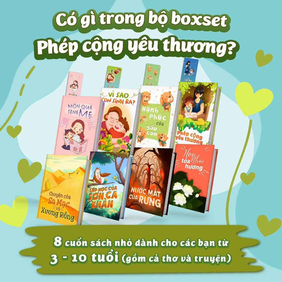 Phép Cộng Yêu Thương - Boxset gồm 8 cuốn sách nhỏ dành cho các bạn từ 3 đến 10 tuổi (gồm cả thơ và truyện)