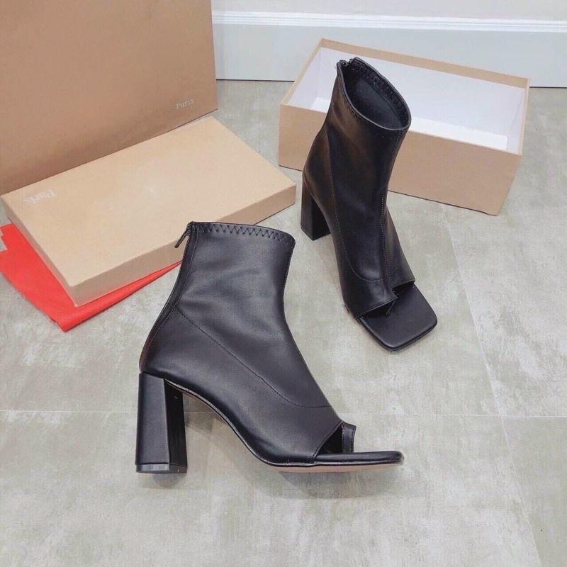 GIẢM GIÁ SÂU GIÀY BỐT NỮ HỞ MŨI XỎ NGÓN GÓT VUÔNG 8p HÀNG QUẢNG CHÂU FULL BOX