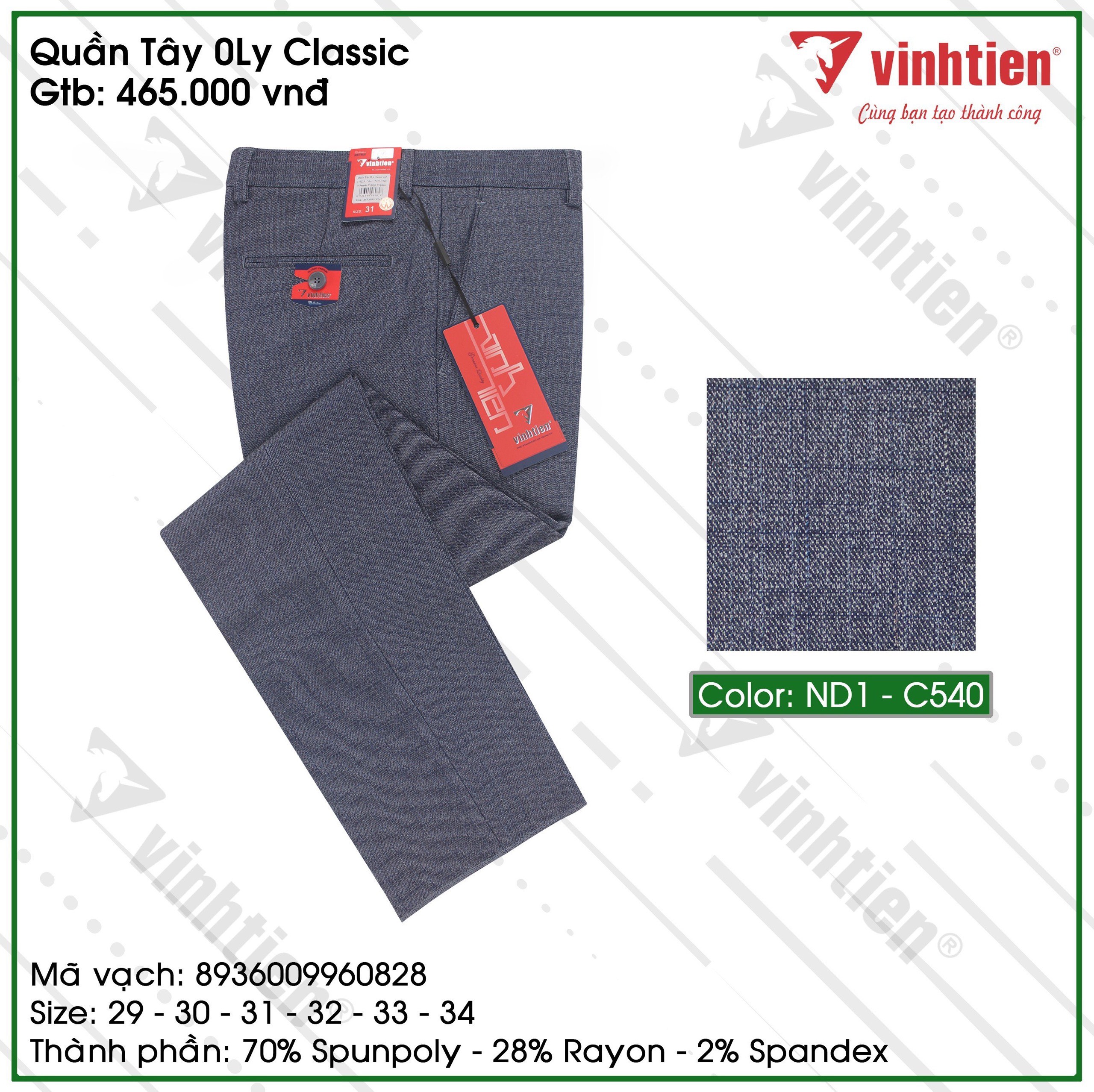 Quần Tây 0ly Classic 465 Vĩnh Tiến