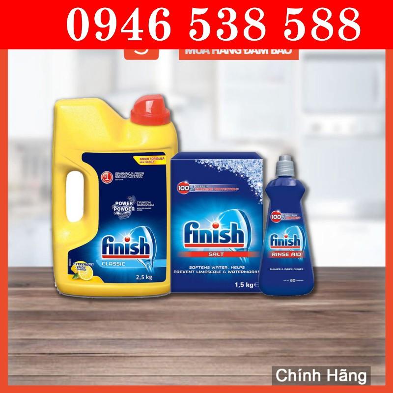 Combo rửa bát Finish Bột 2.5kg, Muối 1.2kg, Nước làm bóng 400ml