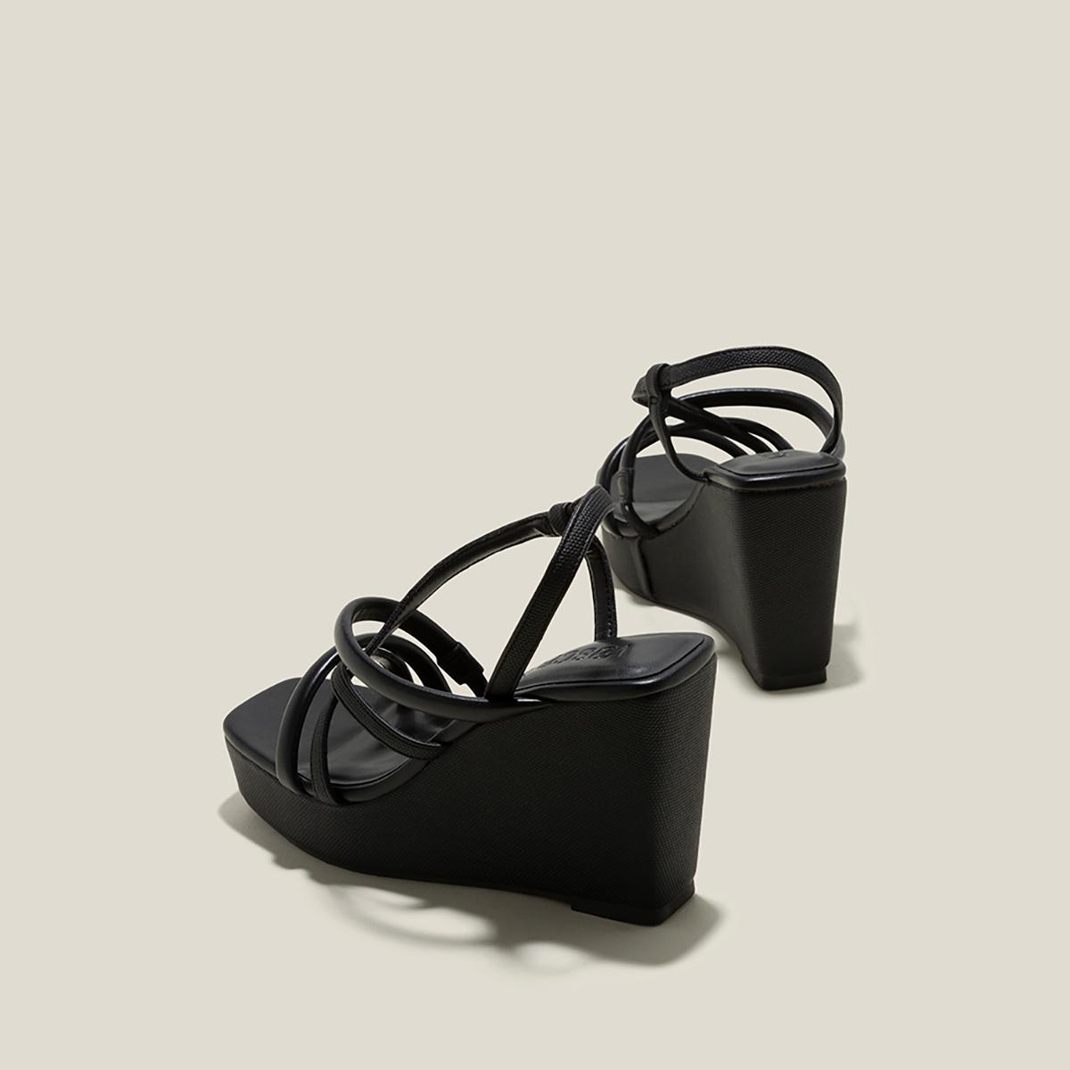 Vascara Giày Sandal Xuồng Quai Ống Phối Pu Vân Cói - SDX 0443