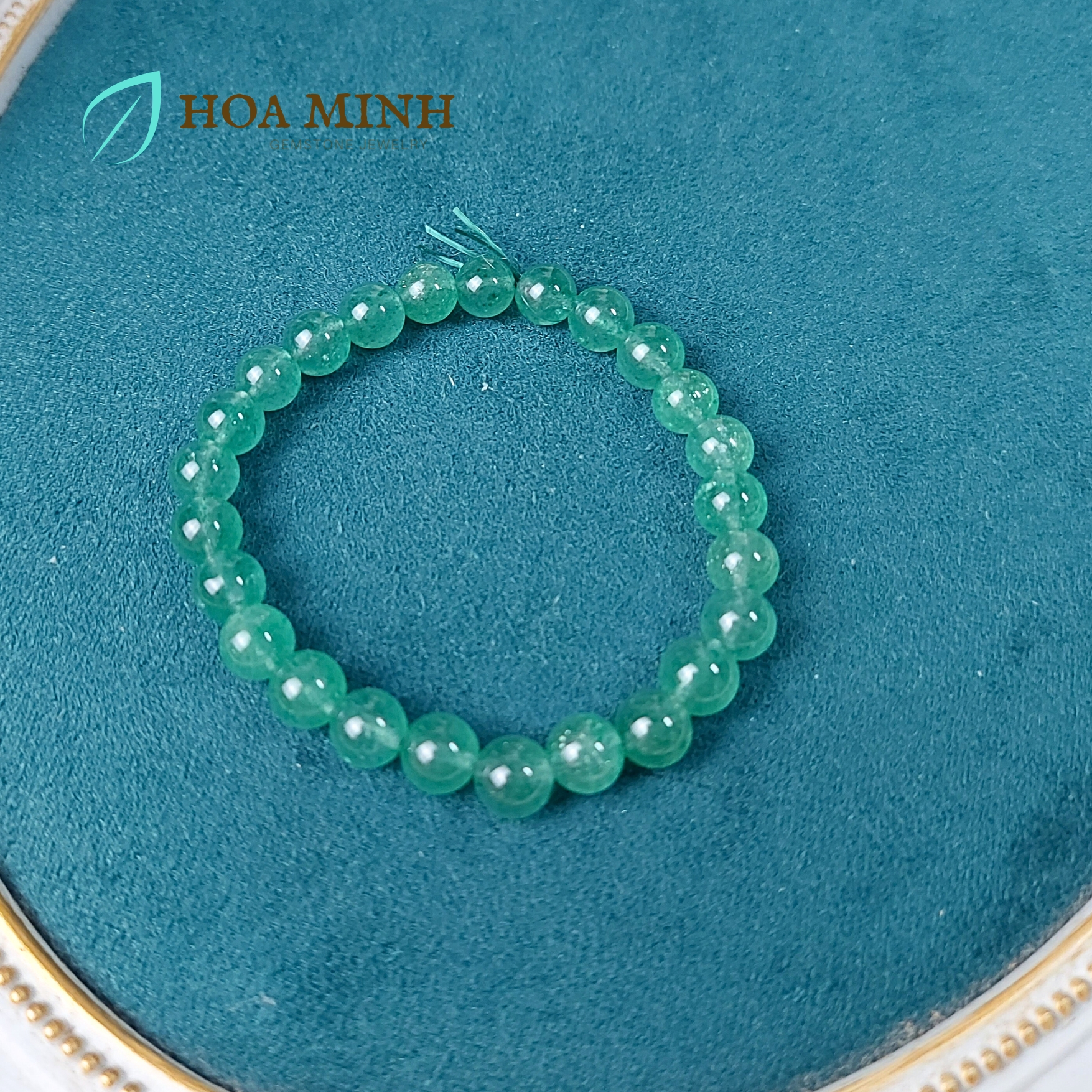 Vòng tay đá Thạch Anh Dâu Xanh size hạt 7.5 li, hợp mệnh Mộc Hỏa