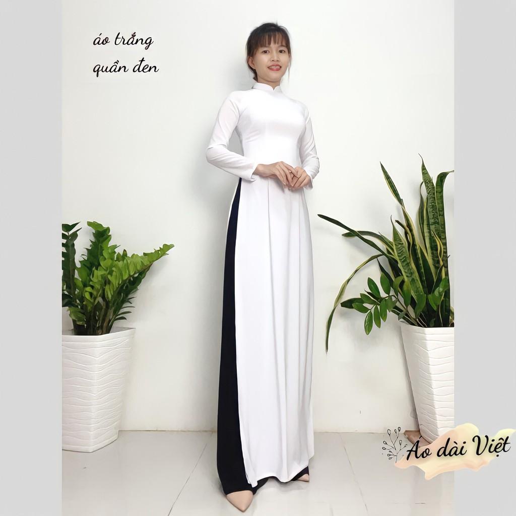 ÁO DÀI TRẮNG HỌC SINH TRUYỀN THỐNG MAY SẴN LỤA HABUTAI CÓ LÓT THÂN TRÊN DÀY DẶN (hình thật