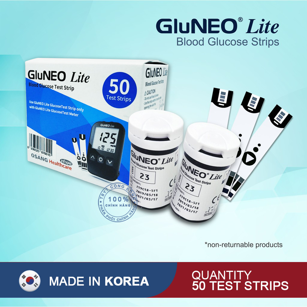 Que thử đường huyết GluNeo lite hộp 50 Test