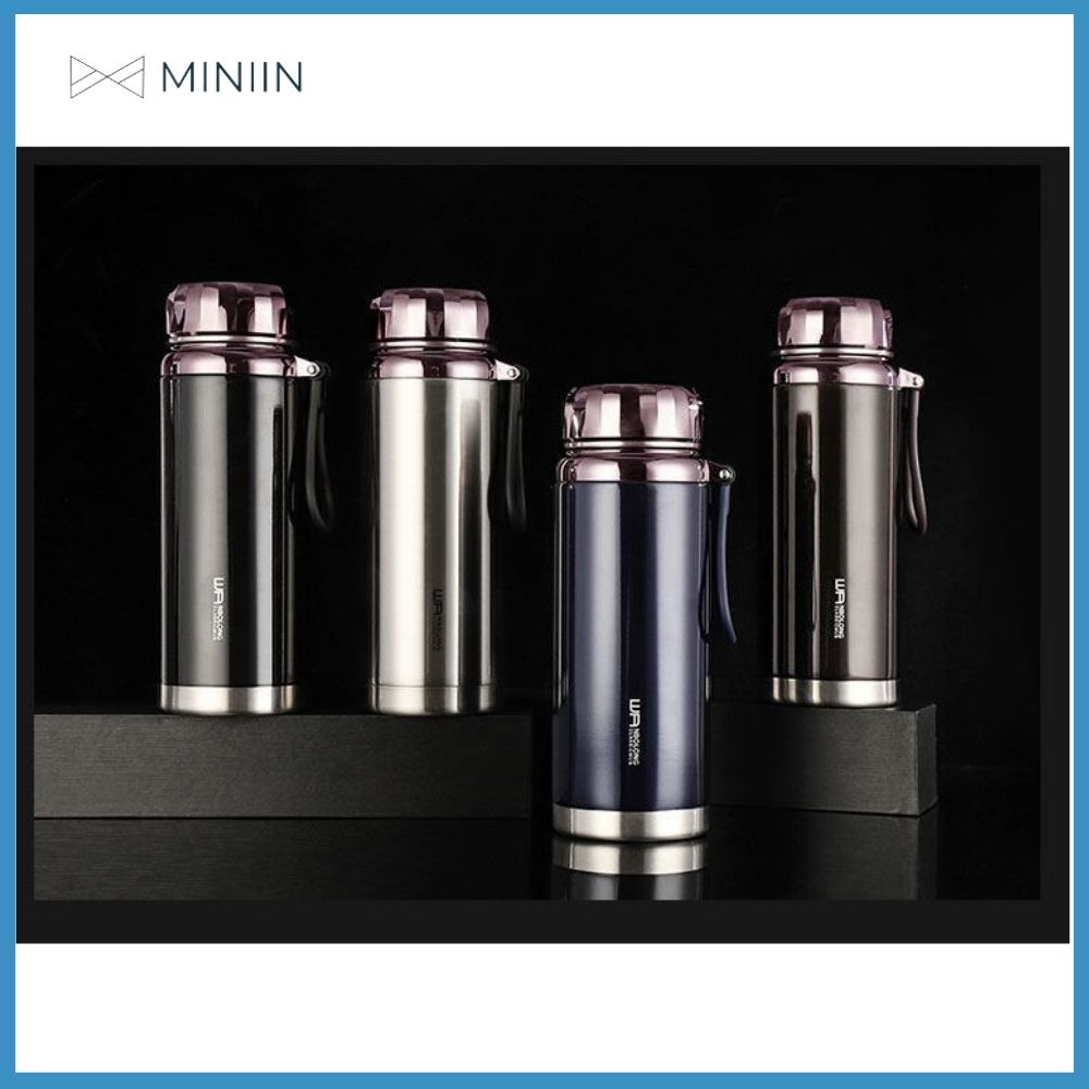 Bình Giữ Nhiệt Kim Cương Inox 304- Chống Rỉ Set, Nắp Đậy Chặt, Giữ Nhiệt Nóng Lạnh Tốt 6- 8h, Quai Đeo Chắc Chắn, Thiết Kế Sang Trọng, Màu Sắc Thanh Lịch, Tiện Lợi, Pha Lọc Trà, Hàng Chính Hãng MINIIN
