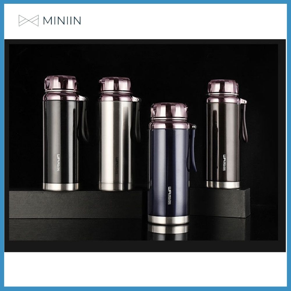 Bình Giữ Nhiệt Kim Cương Inox 304- Chống Rỉ Set, Nắp Đậy Chặt, Giữ Nhiệt Nóng Lạnh Tốt 6- 8h, Quai Đeo Chắc Chắn, Thiết Kế Sang Trọng, Màu Sắc Thanh Lịch, Tiện Lợi, Pha Lọc Trà, Hàng Chính Hãng MINIIN