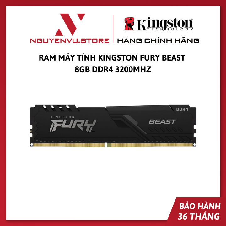 RAM KINGSTON Fury Beast 8GB DDR4 3200MHz (KF432C16BB/8) - Hàng Chính Hãng