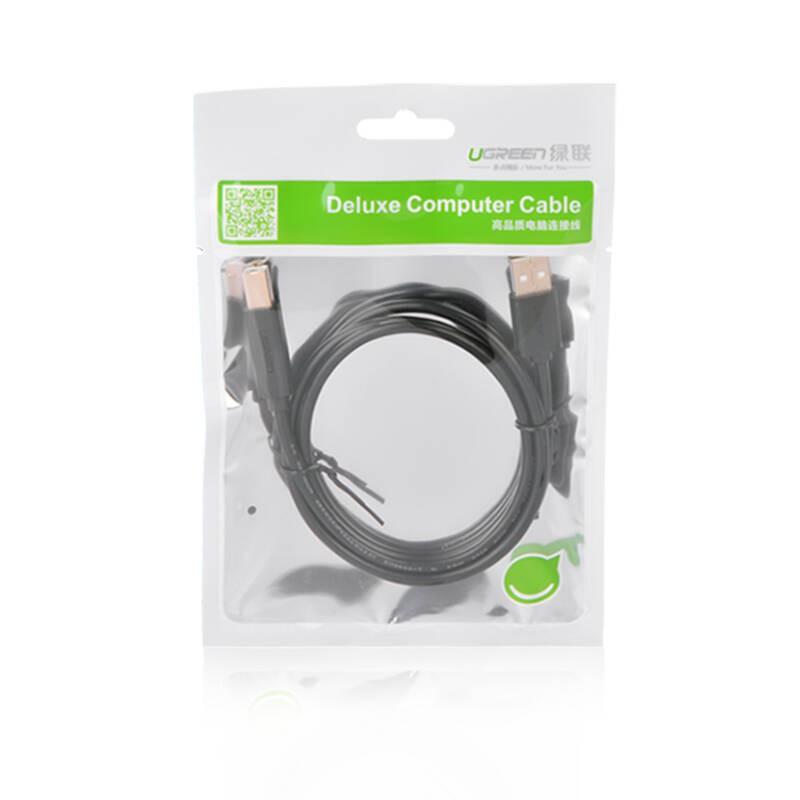 Dây máy in mạ vàng USB 2.0 chuẩn A đực sang chuẩn B đực dài 3M UGREEN US135 10351 (đen) - Hàng chính hãng