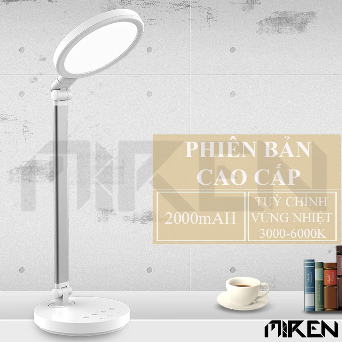 Hình ảnh Đèn Bàn Học Đọc Sách Làm Việc LED Cảm Ứng Cao Cấp  2000mAh - Chống Cận - 3 Cấ Độ Điều Chỉnh - Vùng Sáng 3000-6000K Tùy Thích -  Gập 2 Chỗ Tiện Lợi – Bảo Vệ Đôi Mắt    