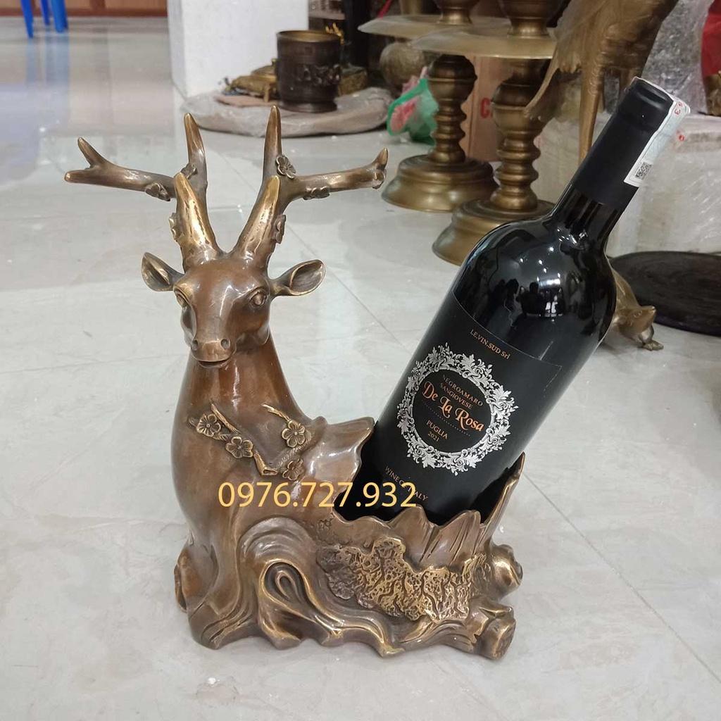 Hươu trang trí bằng đồng, tượng hươu bằng đồng cao 28cm