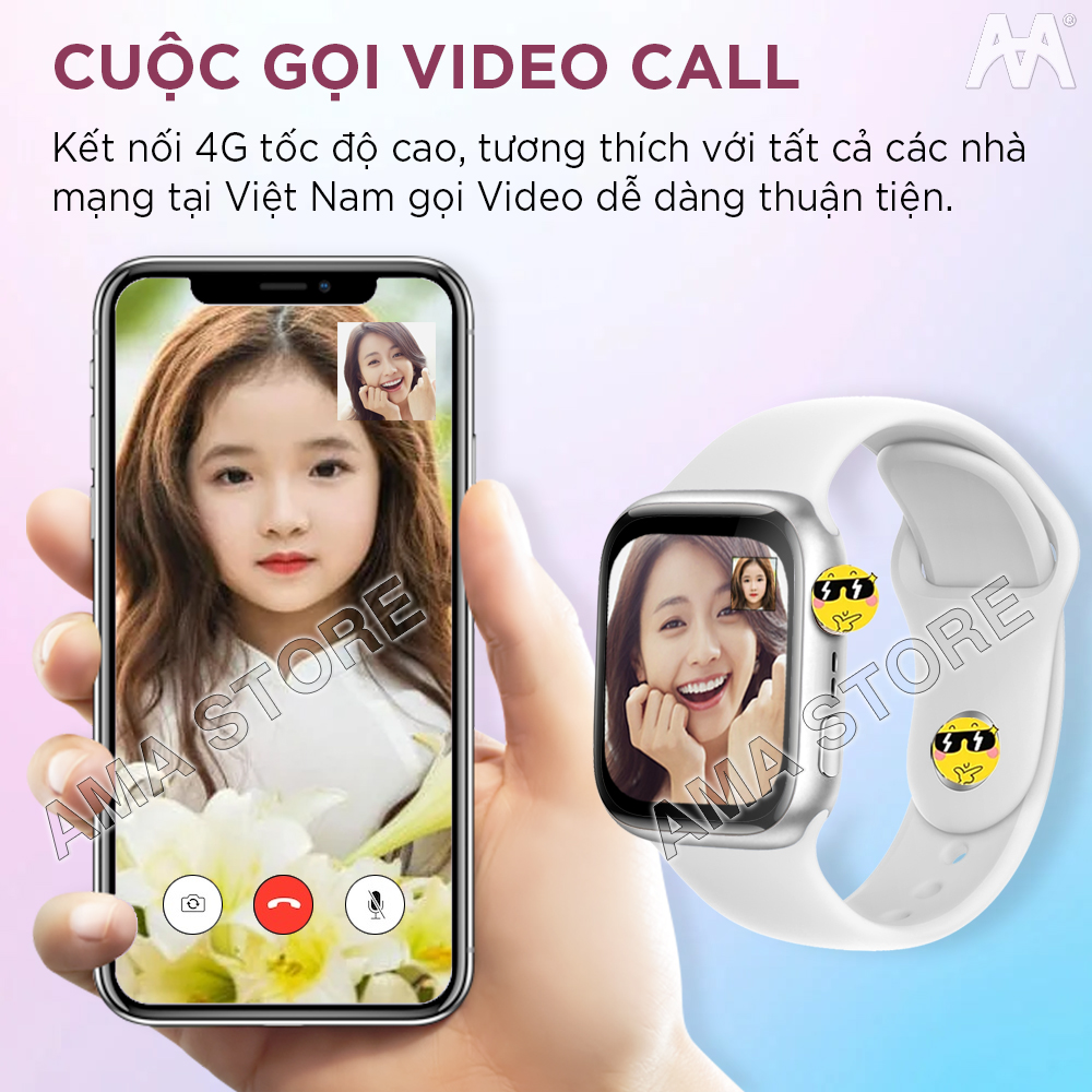Đồng hồ Thông minh Trẻ em Học sinh Tiểu học, THCS, THPT Chống nước Gắn sim Định vị GPS, Wifi Smart Watch AMA HW13 Hàng nhập khẩu