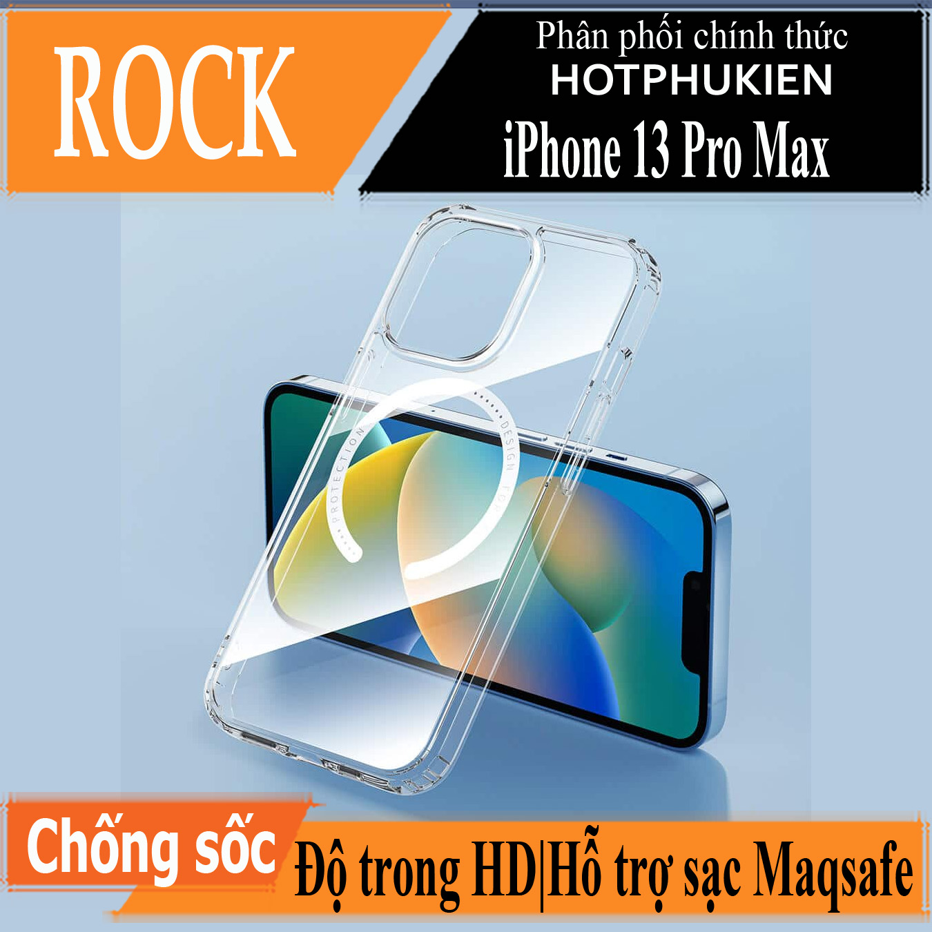 Ốp lưng chống sốc trong suốt hỗ trợ sạc Maqsafe cho iPhone 13 Pro Max (6.7 inch) hiệu Rock Protection Maqsafe Magetic Case (siêu mỏng 1.5mm, độ trong tuyệt đối, chống trầy xước, chống ố vàng, tản nhiệt tốt) - hàng nhập khẩu