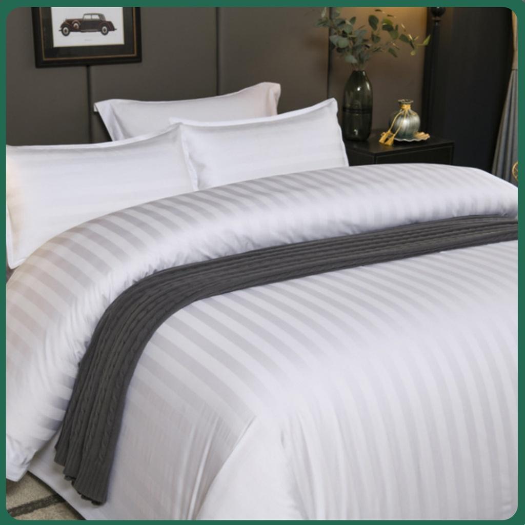 Bộ Chăn Ga Gối-bộ chăn ga gối sọc 3cm Cotton Khách Sạn Nhà Nghỉ Homestay Trắng Kẻ Sọc 3cm-LIMPARK