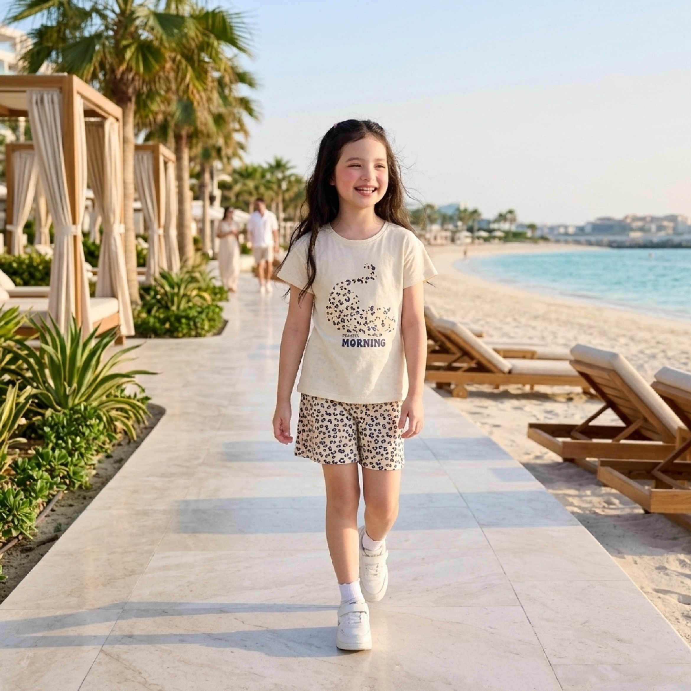 Bộ cộc tay bé gái Bigfox Miss Meow size đại áo thun ngắn tay quần đùi cotton in mèo cỡ 3-11 tuổi