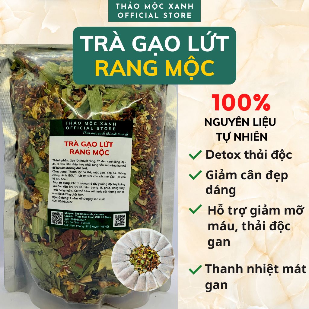 1Kg Trà gạo lứt xạ đen, đậu đen, đậu đỏ, hoa nhài, lá sen hỗ trợ giảm cân, đẹp da, hỗ trợ ngủ ngon