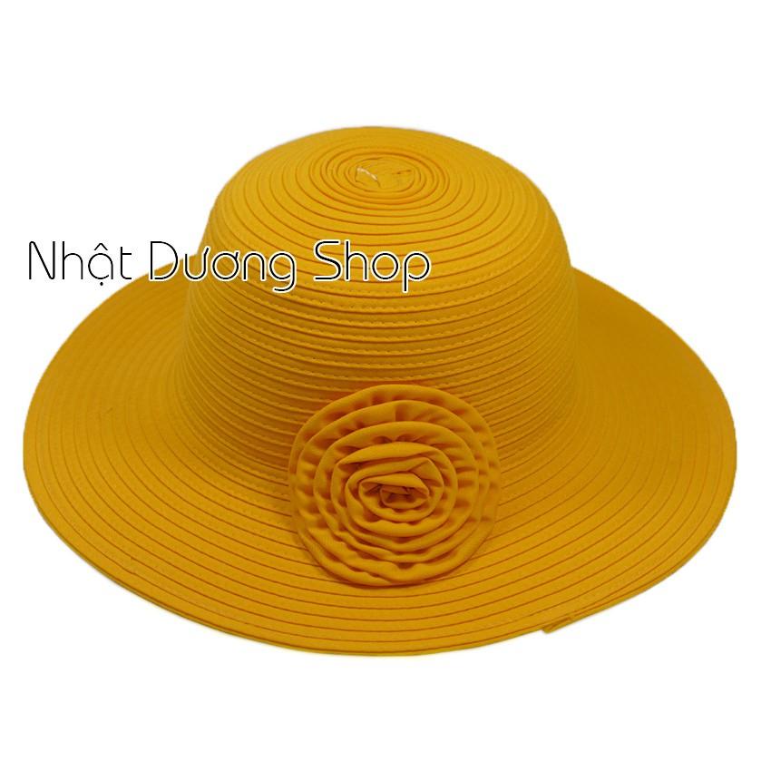 Nón bo nữ rộng vành 8cm có gắn hoa với chất liệu cói cao cấp, sang trọng che nắng cực tốt