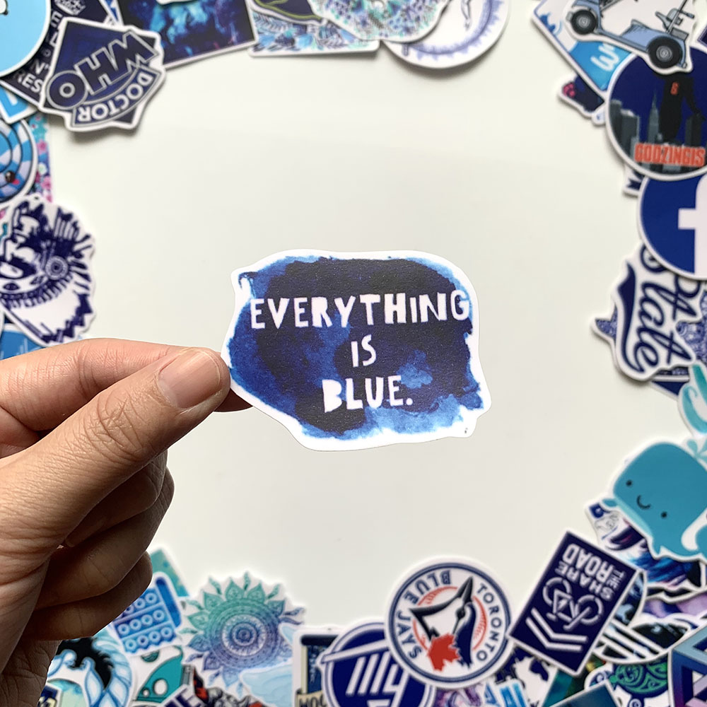 Bộ 50 Sticker Blue Hình Dán Decal Chất Lượng Cao Chống Nước Chủ Đề Màu Xanh Dương