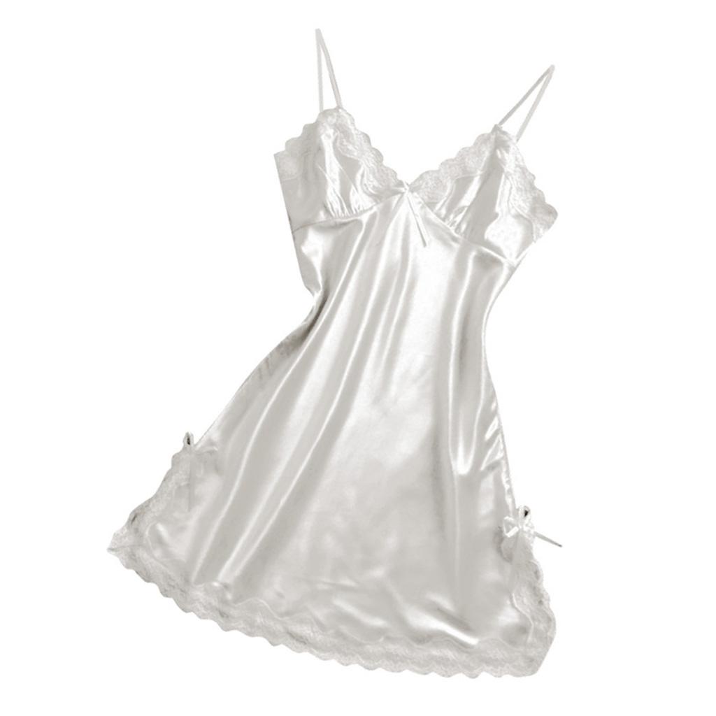 Satin Nightdress For Women Sexy Lingerie Sleeveless Lace Nightdress Woman