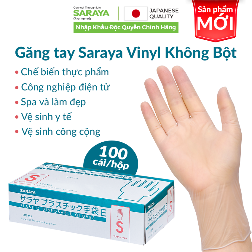 Găng tay Vinyl không bột trong suốt, chế biến thực phẩm, phù hợp công việc nhẹ, [Vinyl Loại Mỏng 4 gram] - 100 cái/hộp