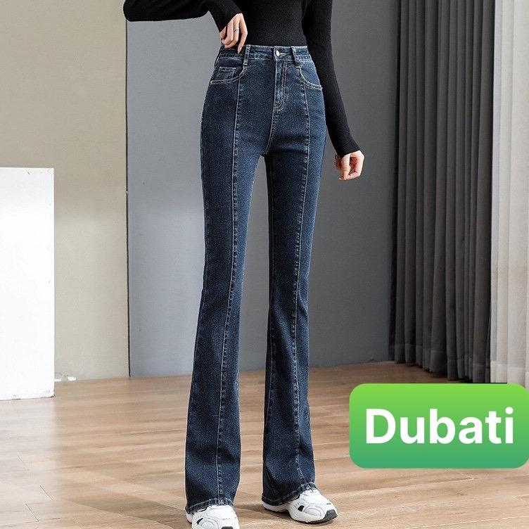 QUẦN JEAN NỮ CHẤT BÒ ỐNG LOE DÁNG DÀI DẬP GÂN LƯNG CAO NÂNG MÔNG DÁNG CAO NGỌC NGÀ HOT MÙA HÈ - DUBATI FASHION