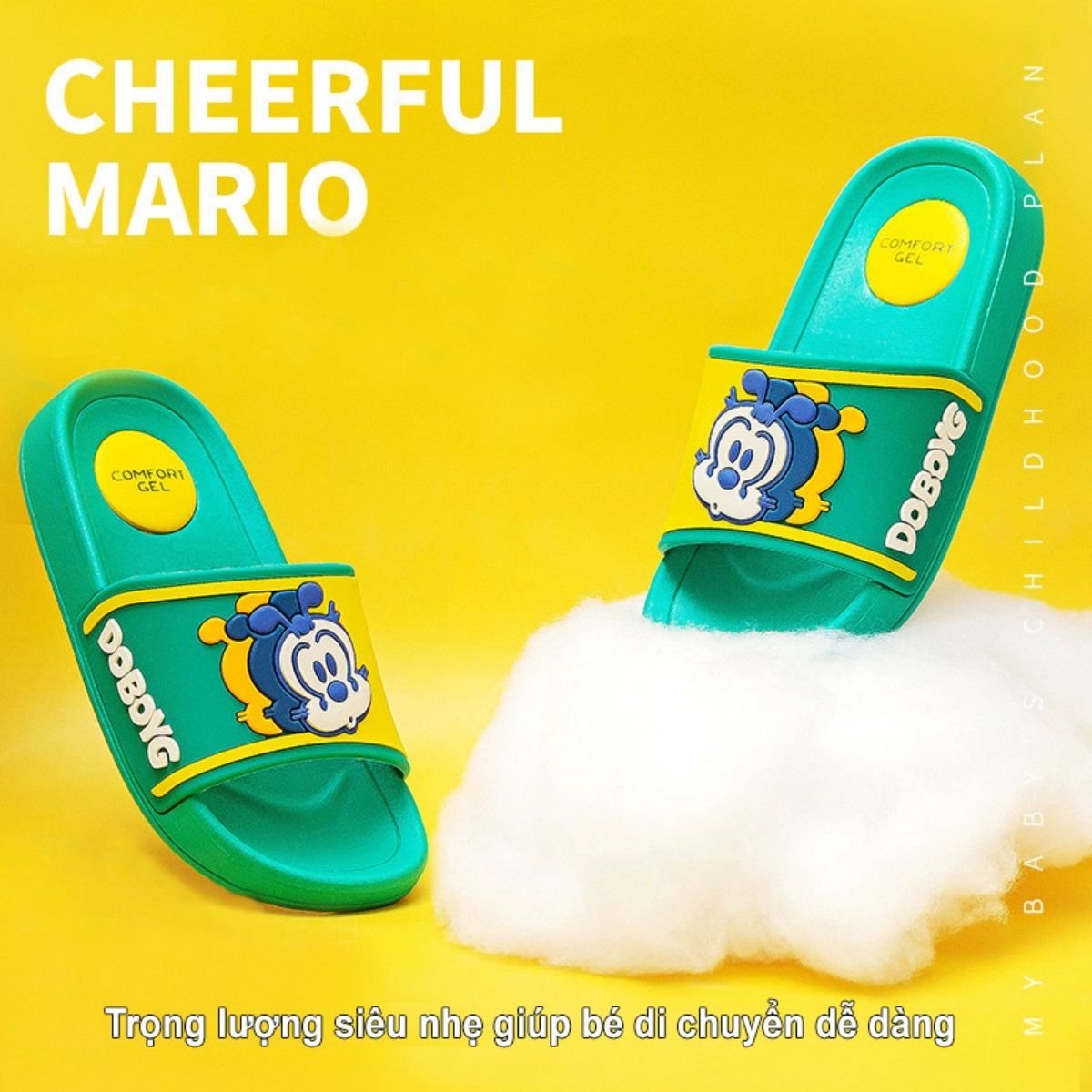 Dép Trẻ Em Cheerful Mario CM - 6102 Siêu Mềm Siêu Nhẹ Chống Trơn Trượt Cho Bé - 5 Màu Đính Sticker Mickey