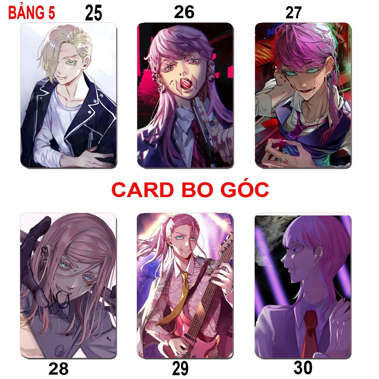 Card bo góc Sanzu Haruchiyo 6 ảnh khác nhau/Thẻ card Sanzu Haruchiyo Tokyo Revengers