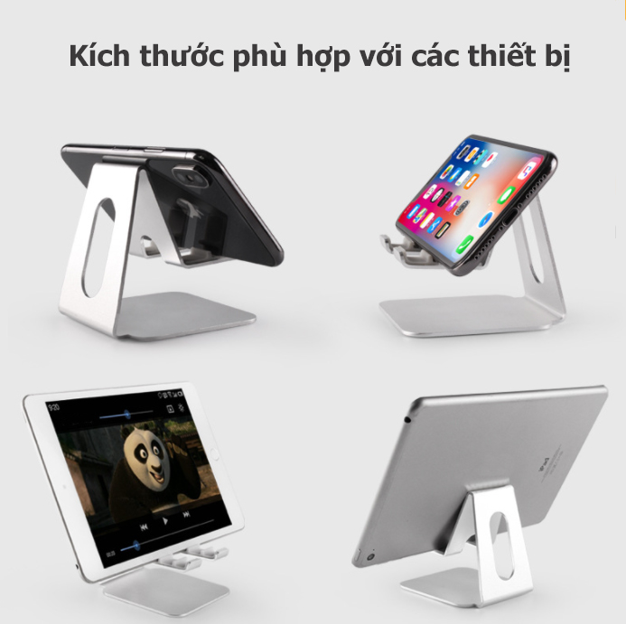 Giá Đỡ Điện Thoại GD02 Iphone, Ipad Bằng Nhôm Cao Cấp, 3 Góc Nghiêng - Hàng Chính Hãng