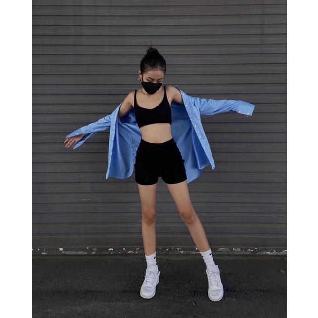 Quần Knit Short Trendy Đùi năng động chất bo gân tăm dày tôn dáng chiều cao nâng mông
