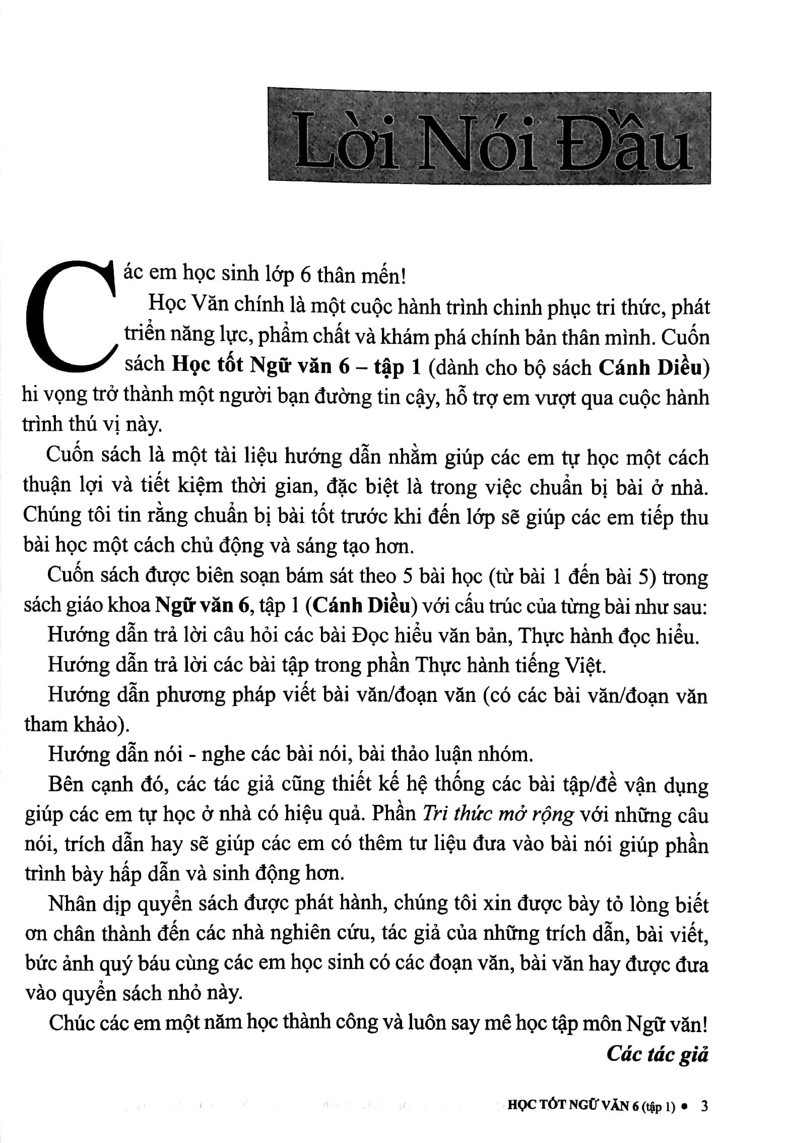 Học Tốt Ngữ Văn 6 - Tập 1 (Bộ Sách: Cánh Diều)