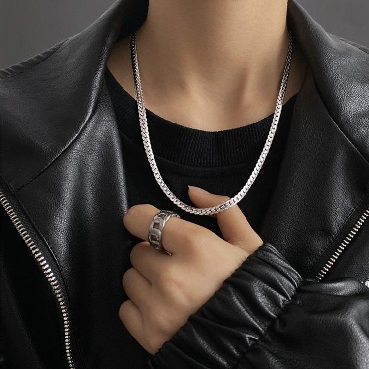 Vòng Cổ Dây chuyền nam titan thép không gỉ lặc khít inox chạm 2 bên trangsucpt 9mm PTDCNA57