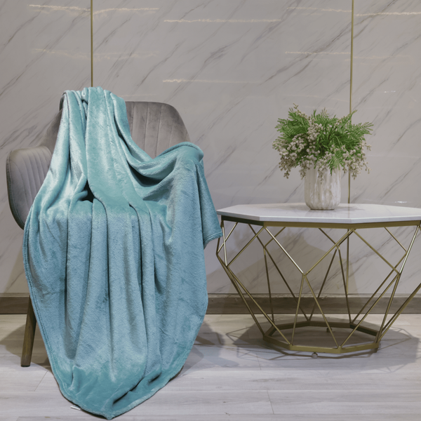 Mền tuyết NIN House trơn đơn sắc 96x140cm sợi microfiber cực kỳ ấm, mịn màng fleece blanket dùng văn phòng, xe hơi, máy bay