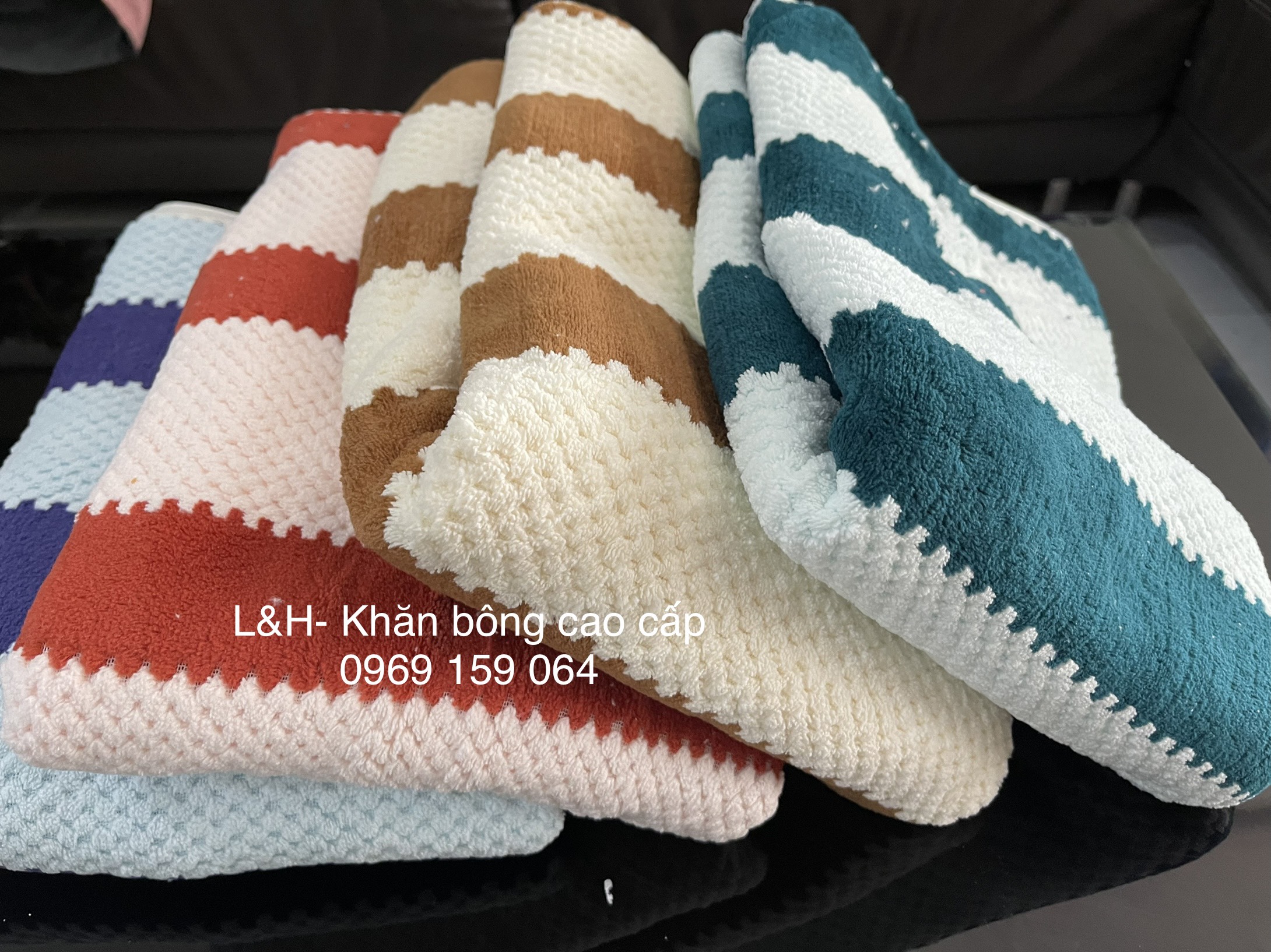 Khăn tắm lông cừu cao cấp, Khăn lau đầu, kẻ thẳng, hạt gạo, siêu mềm, KT 35x75cm