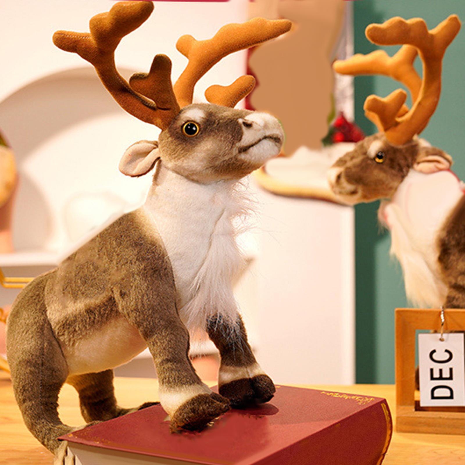 Reindeer Plush Toy Stuffed Animal Gift Ornament for Christmas Kids Desktop