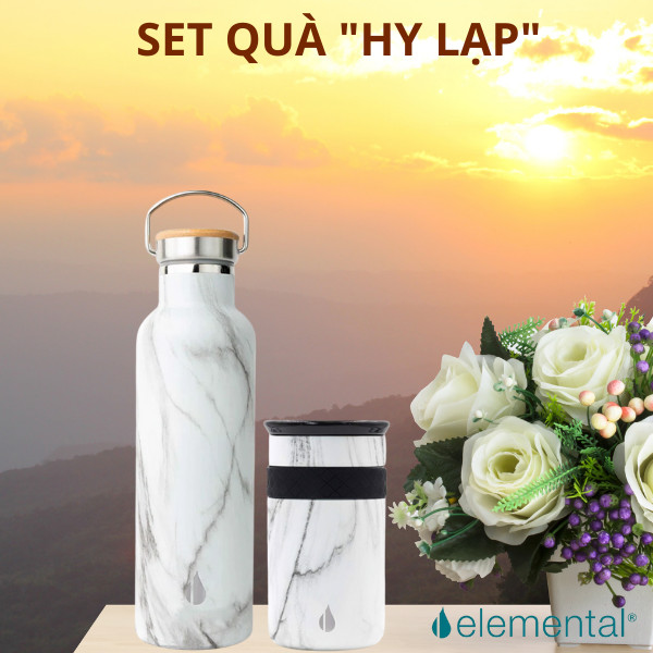 Bình giữ nhiệt Elemental cao cấp, set quà Hy Lạp,quà tặng ý nghĩa tặng người thân