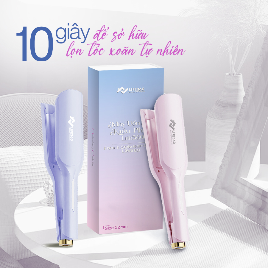 Máy uốn tóc Ion âm kiểu Pháp Life360 LF-MUP23 70W - Hàng chính hãng