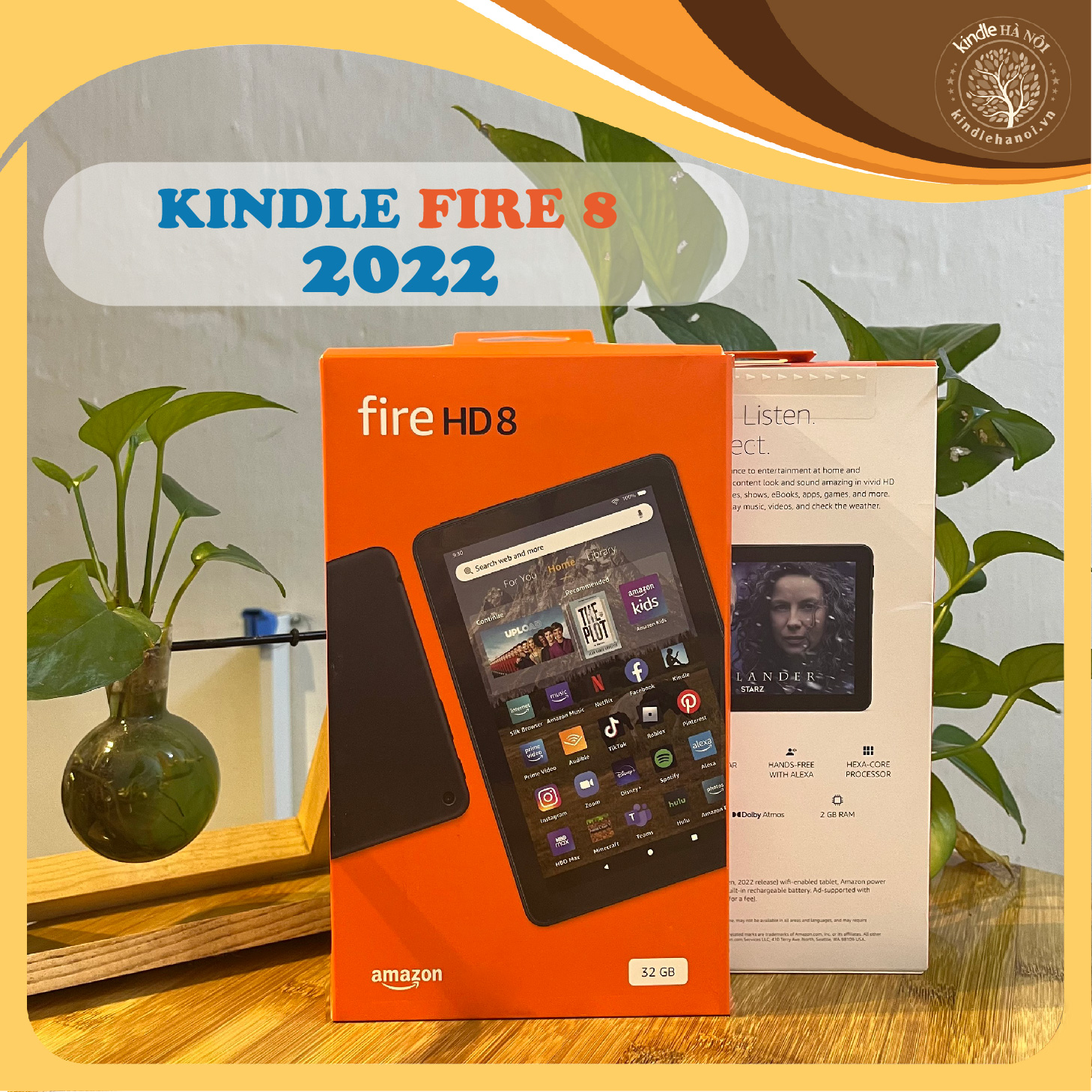 Máy Tính Bảng Kindle Fire Hd8 2022 Fire Hd 8 12Th - Màn Hình 8Inch Hd, Ram 2Gb, Cpu Hexa - Core 2.0 Ghz, Cài Được Ch Play - Hàng Nhập Khẩu - Rose - 32Gb